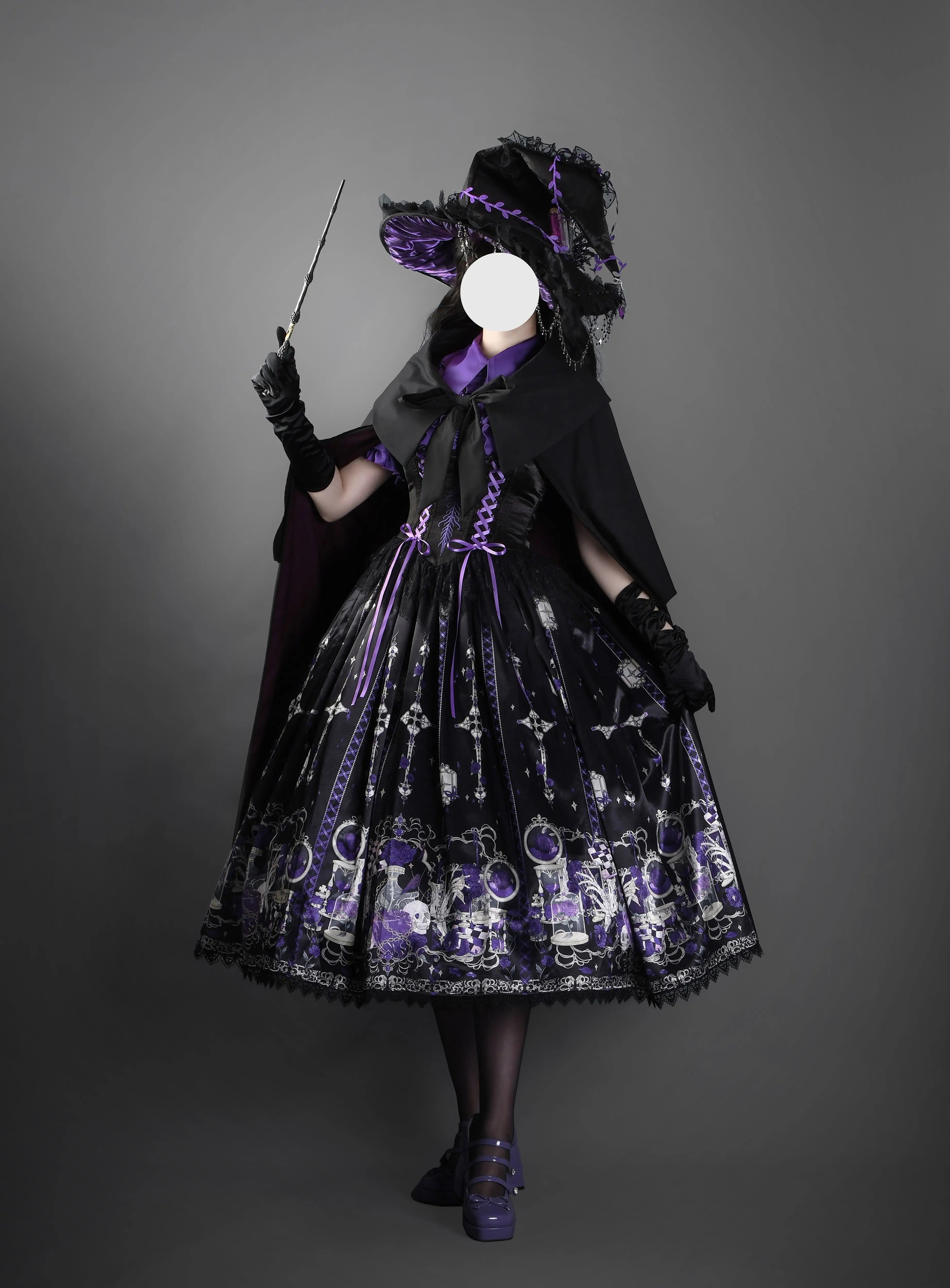 Blood Laboratory Purple Skull Potion Print Gothic Lolita Long JSK