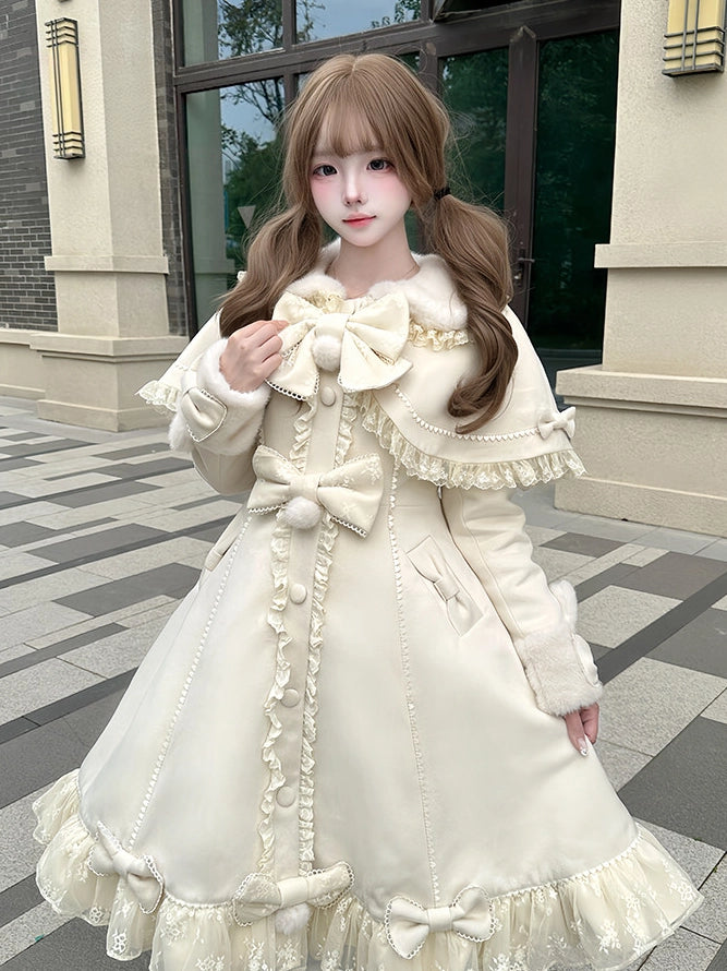 Nico Rabbit Lolita Original Autumn & Winter Sweet Style White Woolen Coat Outerwear