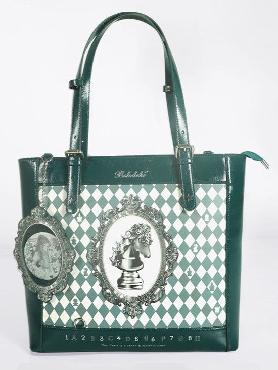 Chessboard Lolita Argyle Illustrated Tote Ita Bag