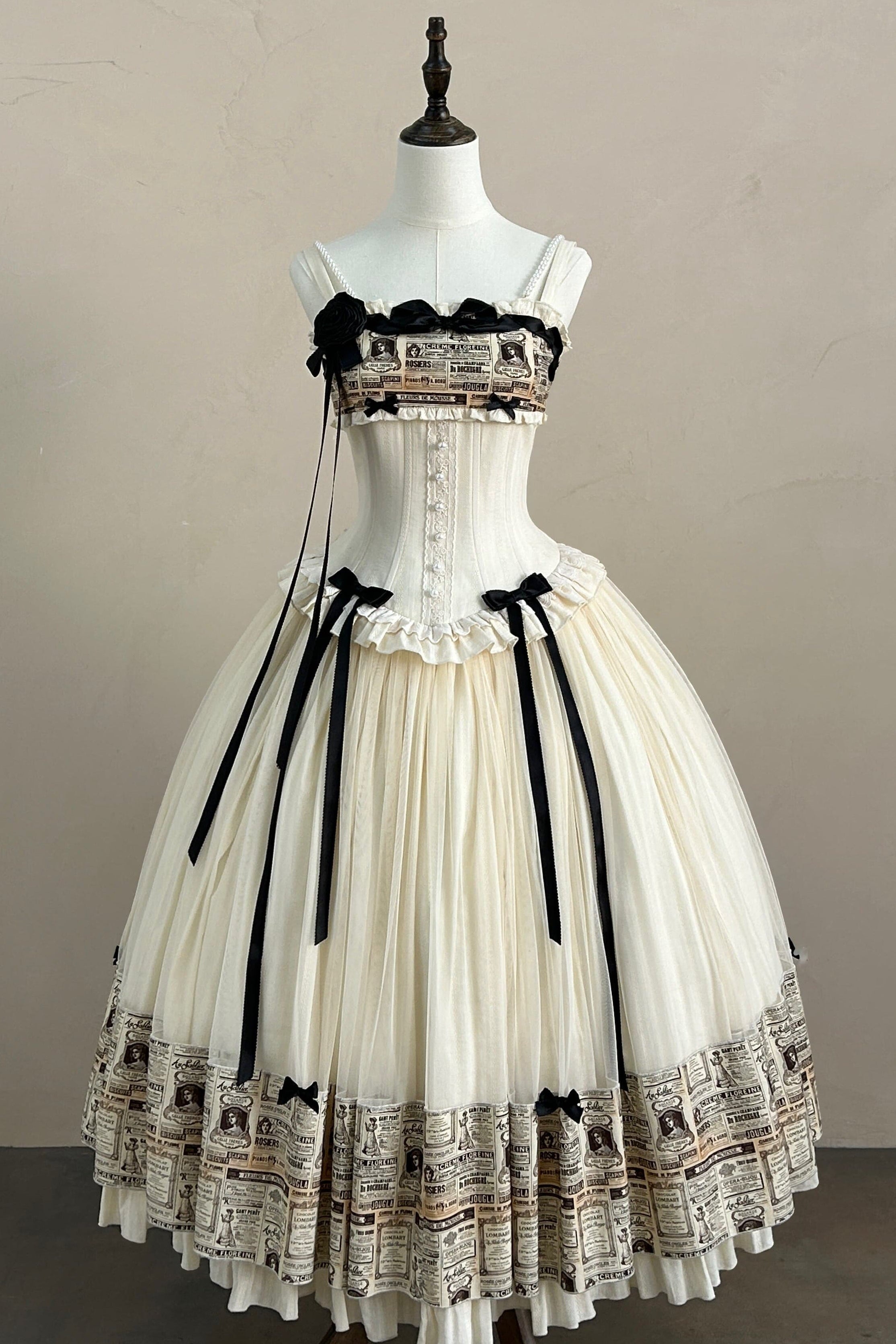 Letter from London White Newspaper Print Classic Lolita JSK Dress