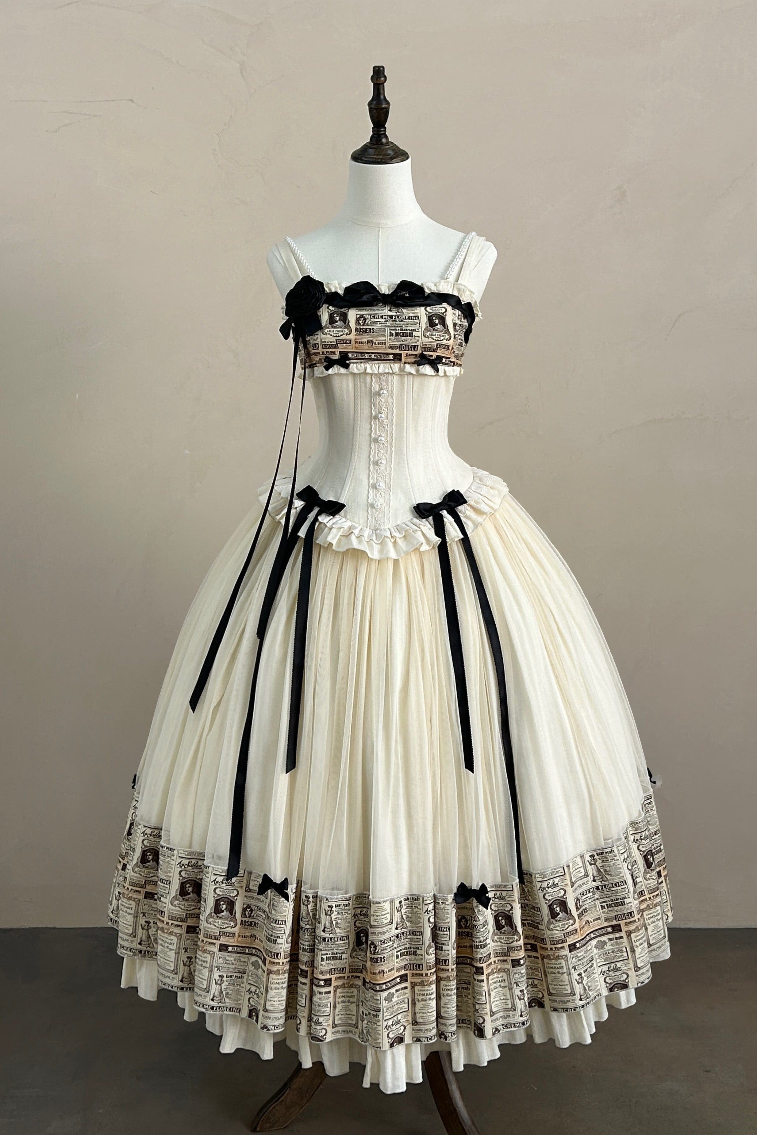 Letter from London White Newspaper Print Classic Lolita JSK Dress