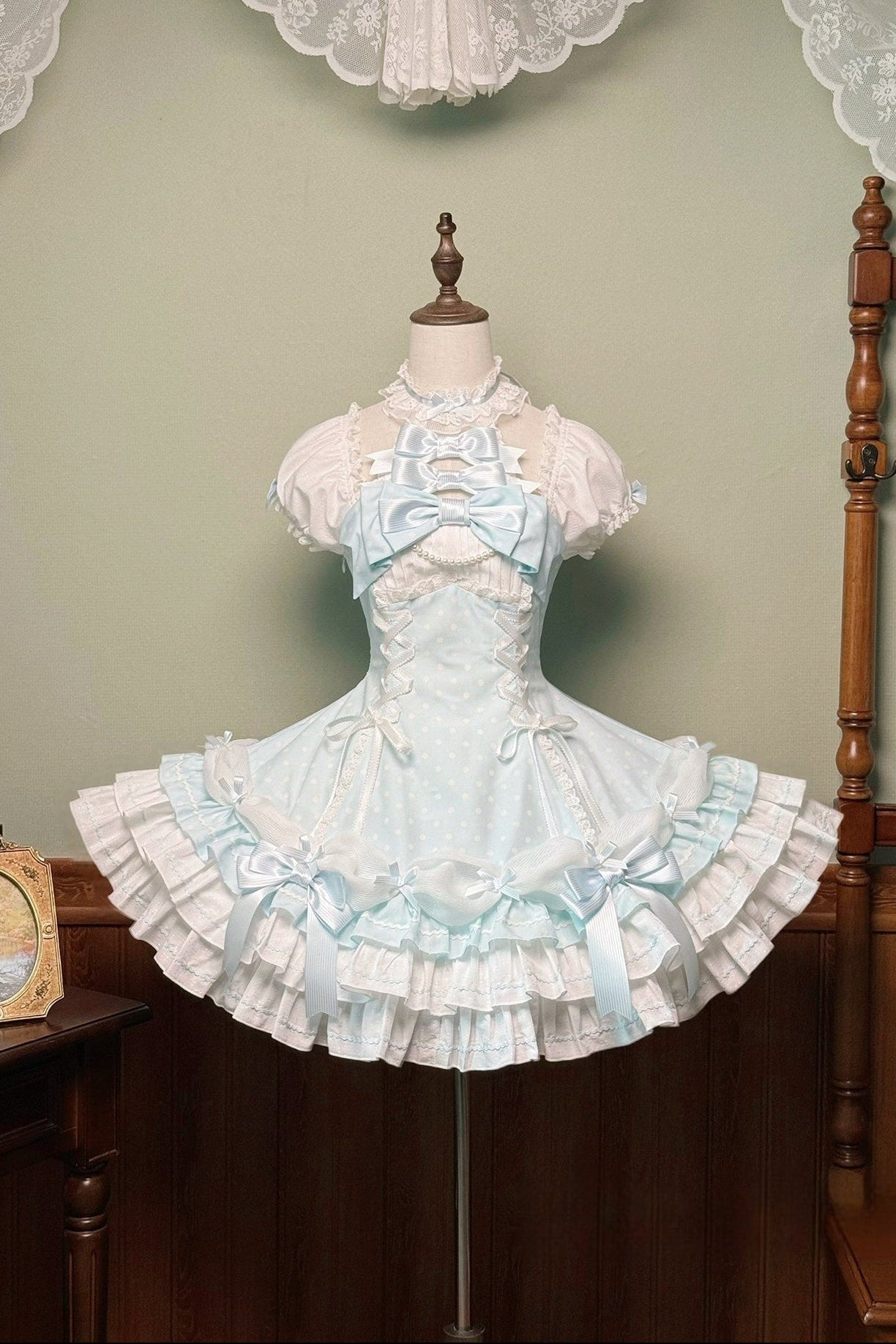 Vintage Polka Dot Lolita Halter Blue OP Dress