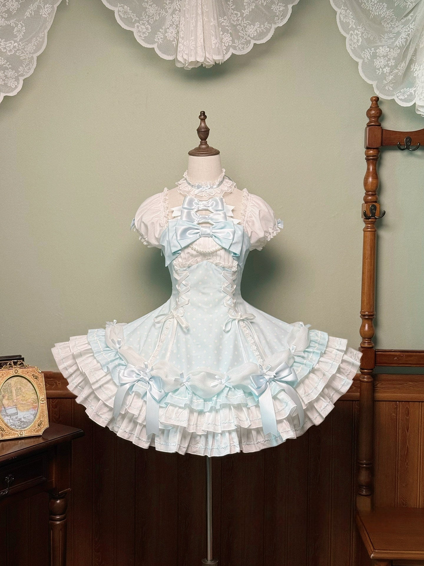 Vintage Polka Dot Lolita Halter Blue OP Dress