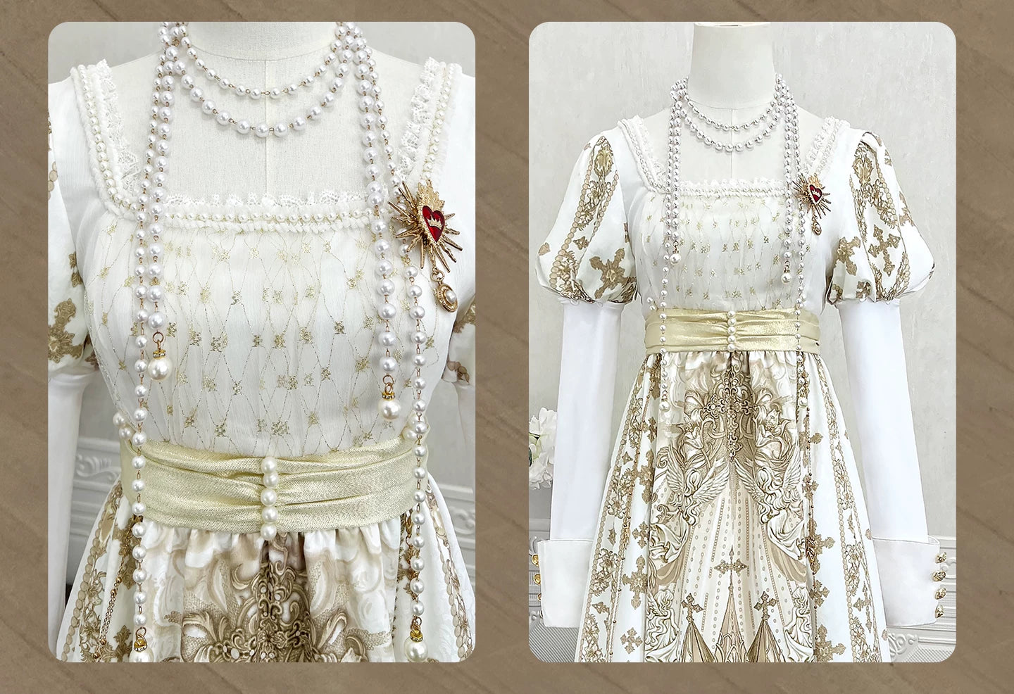 Sacred Coronation Gothic Cathedral Print Empire Lolita OP Dress Set