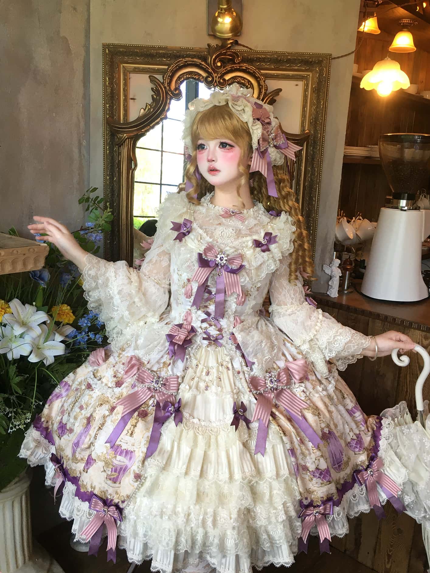 Antique Gem Fragrance Lolita Purple JSK Dress Set