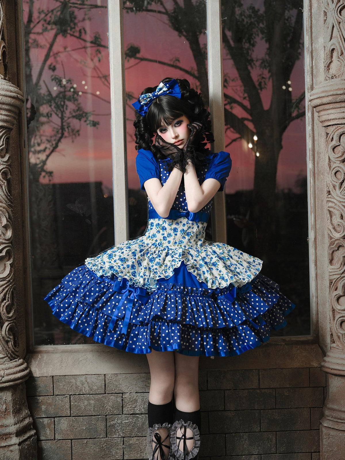 Li Bobo Vintage Polka‑dot Lolita JSK & Blouse Set