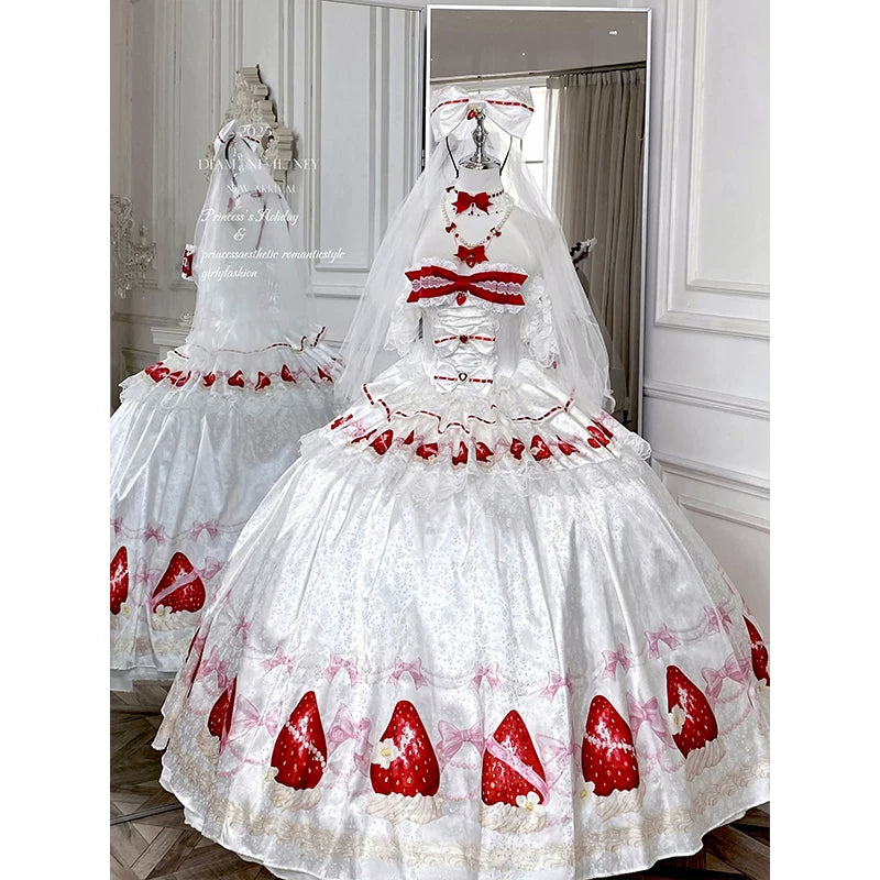 Women's Strawberry Print Ceremonial Mini Dress