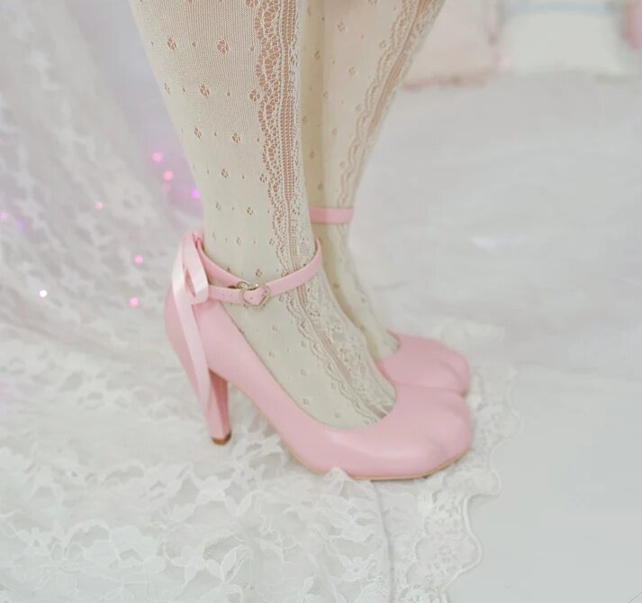 Kitten‑Paw French Ballet‑Style Lolita Mary‑Jane High‑Heeled Shoes