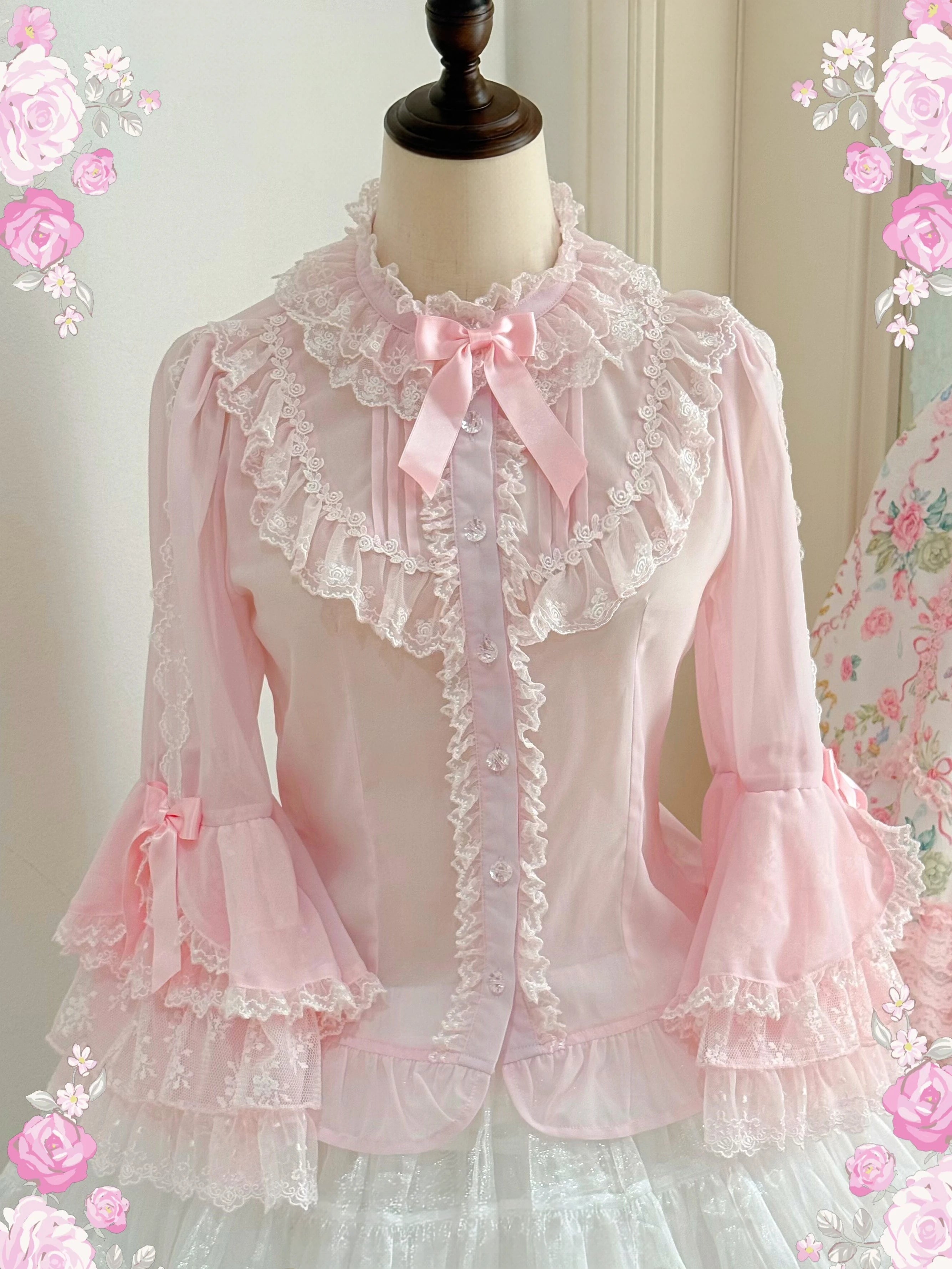 2026 Summer Rose Lattice Tiered Sweet Lolita JSK Dress with Bow Headpiece