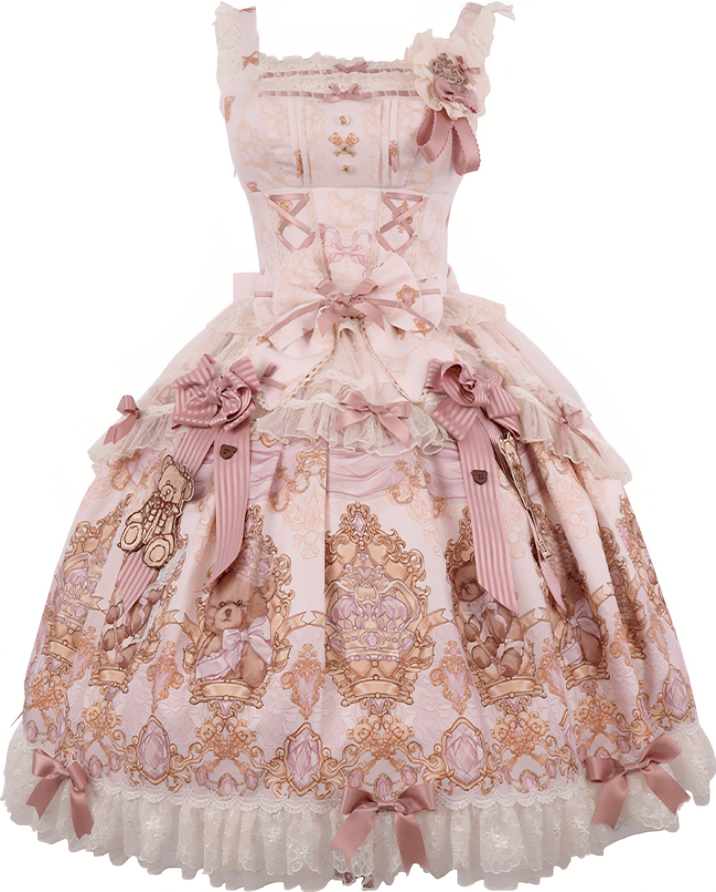 Sweet Ode Bear Lolita Printed Pink JSK