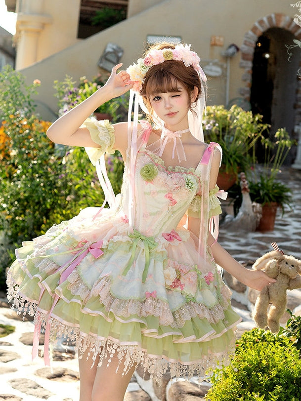 Blossom Summer Sweet Ballet Lolita Floral JSK Set