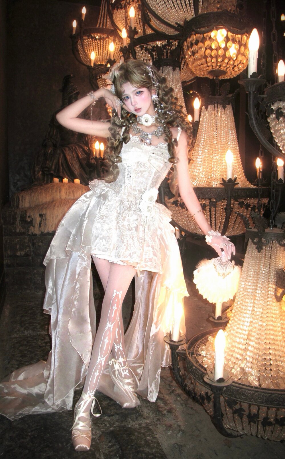 Upper East Maidens Gothic Bridal Long Train Lolita JSK Dress