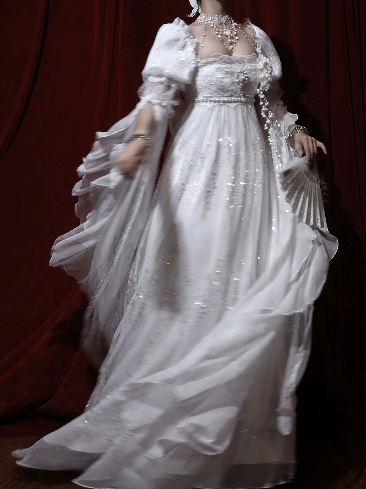 Bright Moonlight Lolita Empire Style Satin Long OP Dress