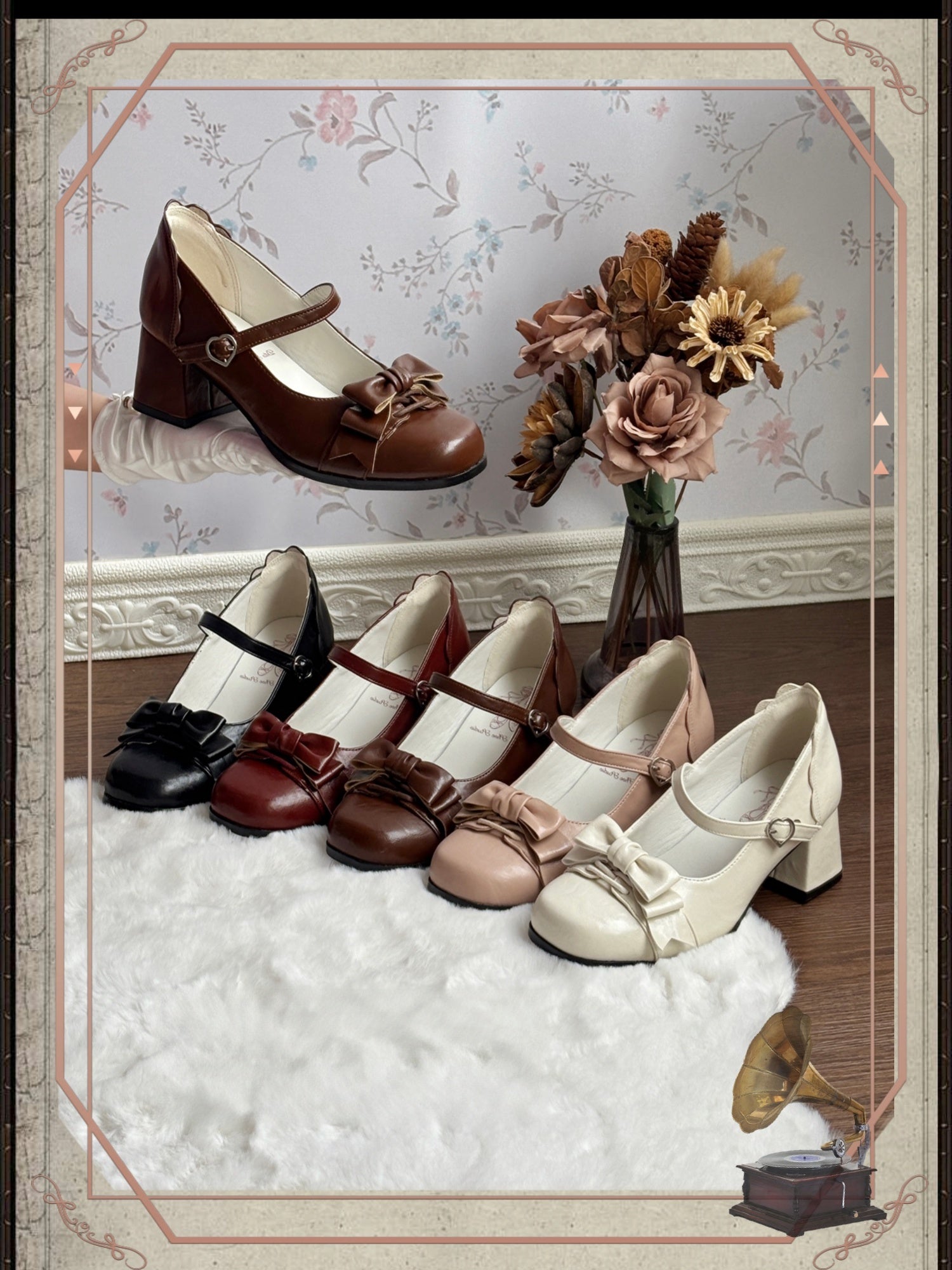 Autumn Whisper Elegant Vintage Square‑Toe Mary Jane Lolita High Heels