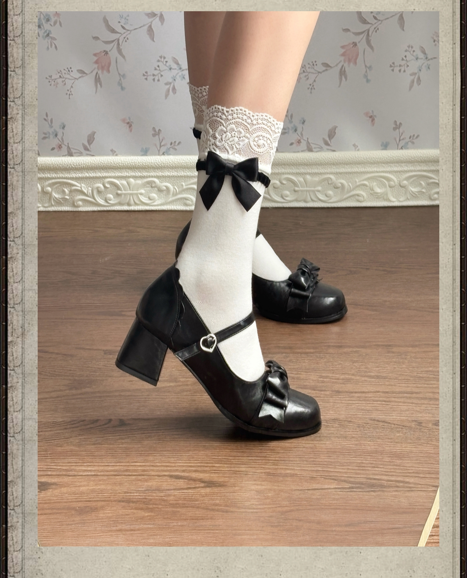 Autumn Whisper Elegant Vintage Square‑Toe Mary Jane Lolita High Heels
