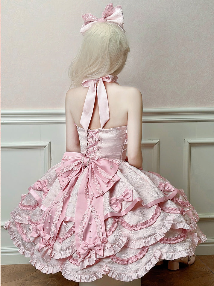 Sweet Petals Lolita Pink Halter Dress