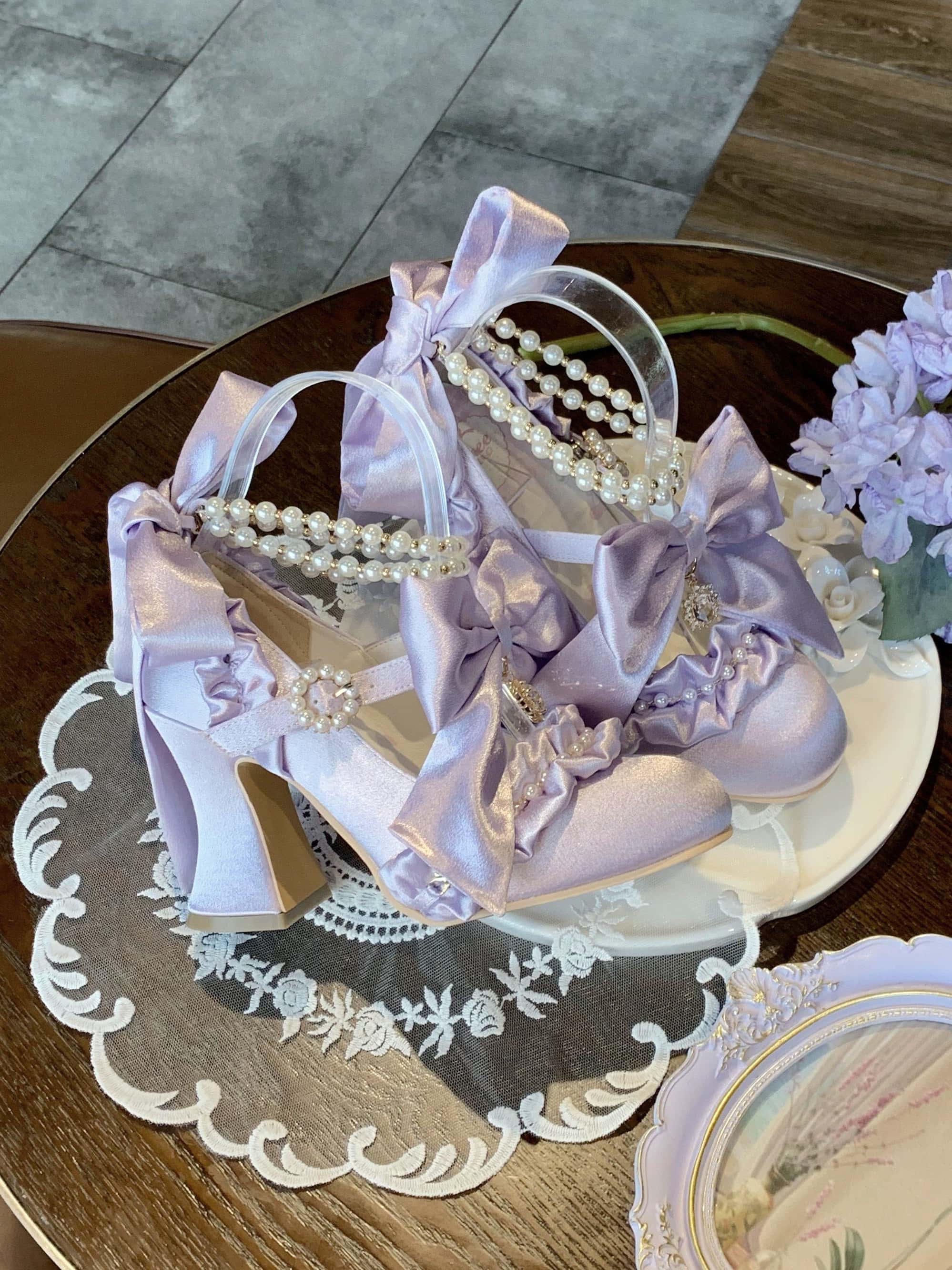 Ribbon Hymn 1.0 Lolita Vintage Heavy Craft Bridal Heels