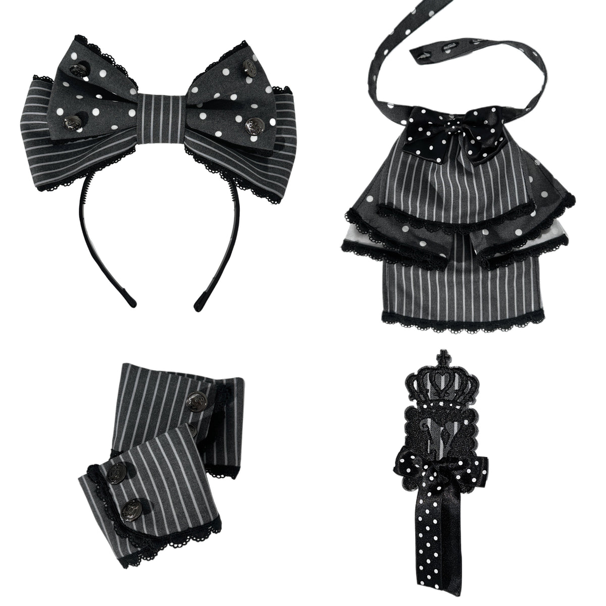 New Century Princess Grey Black Lolita Accessories Set