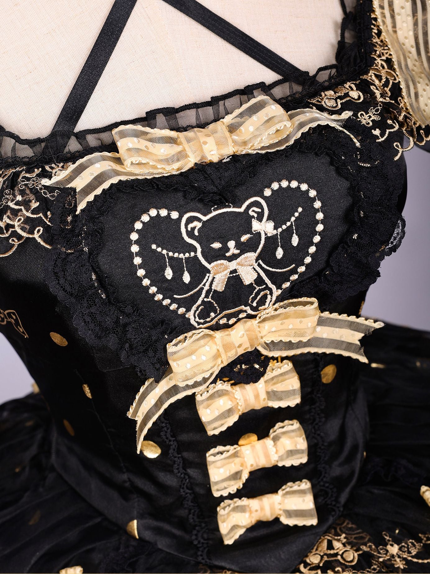 Black Sugar Bear Lolita Black & Gold Dress