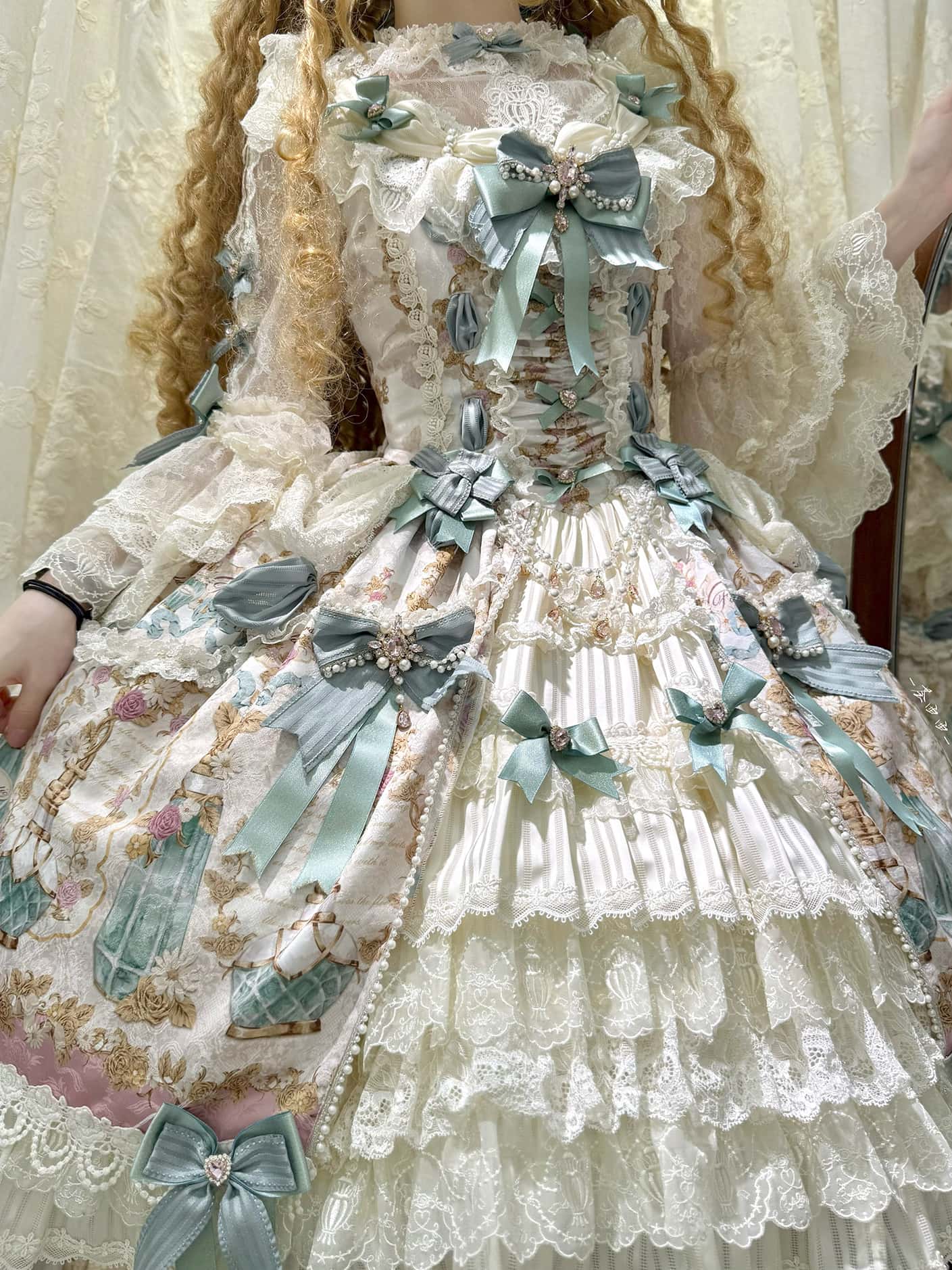 Antique Gem Fragrance Lolita Green JSK Dress Set