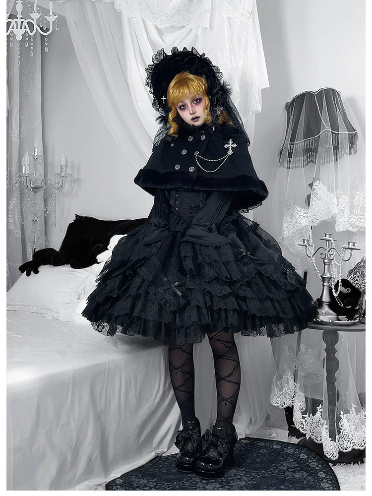 Dark Mist Banquet Gothic Suspender Dress & Blouse Set