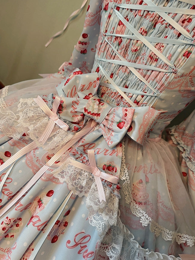 Strawberry Patissier Vintage‑Doll Aesthetic Lolita OP Dress
