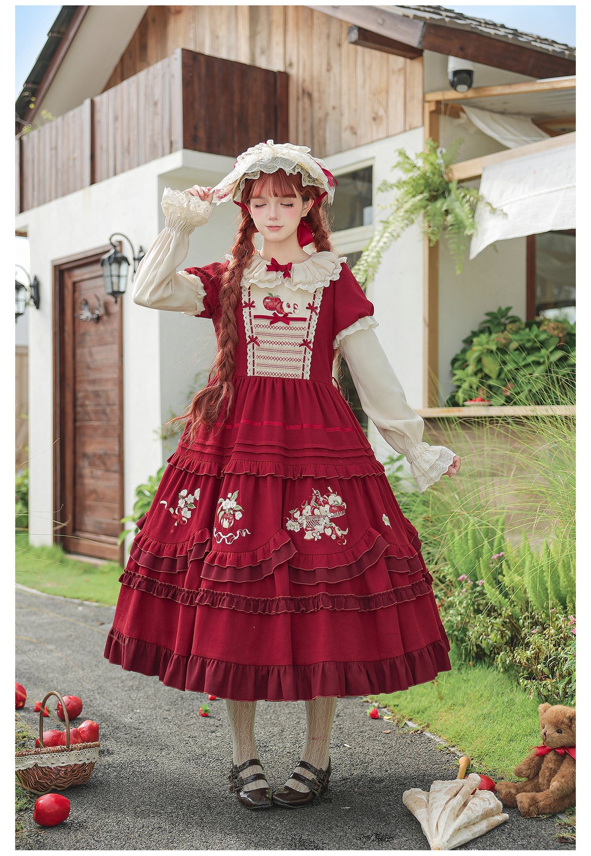 Whisper Lolita Christmas Embroidered Full Flare OP Twin Dress