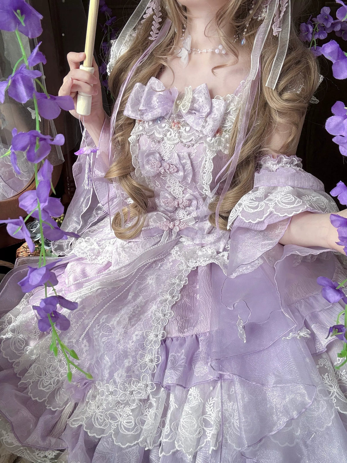 Spring Water Reflecting Pear Blossoms Lolita JSK Dress