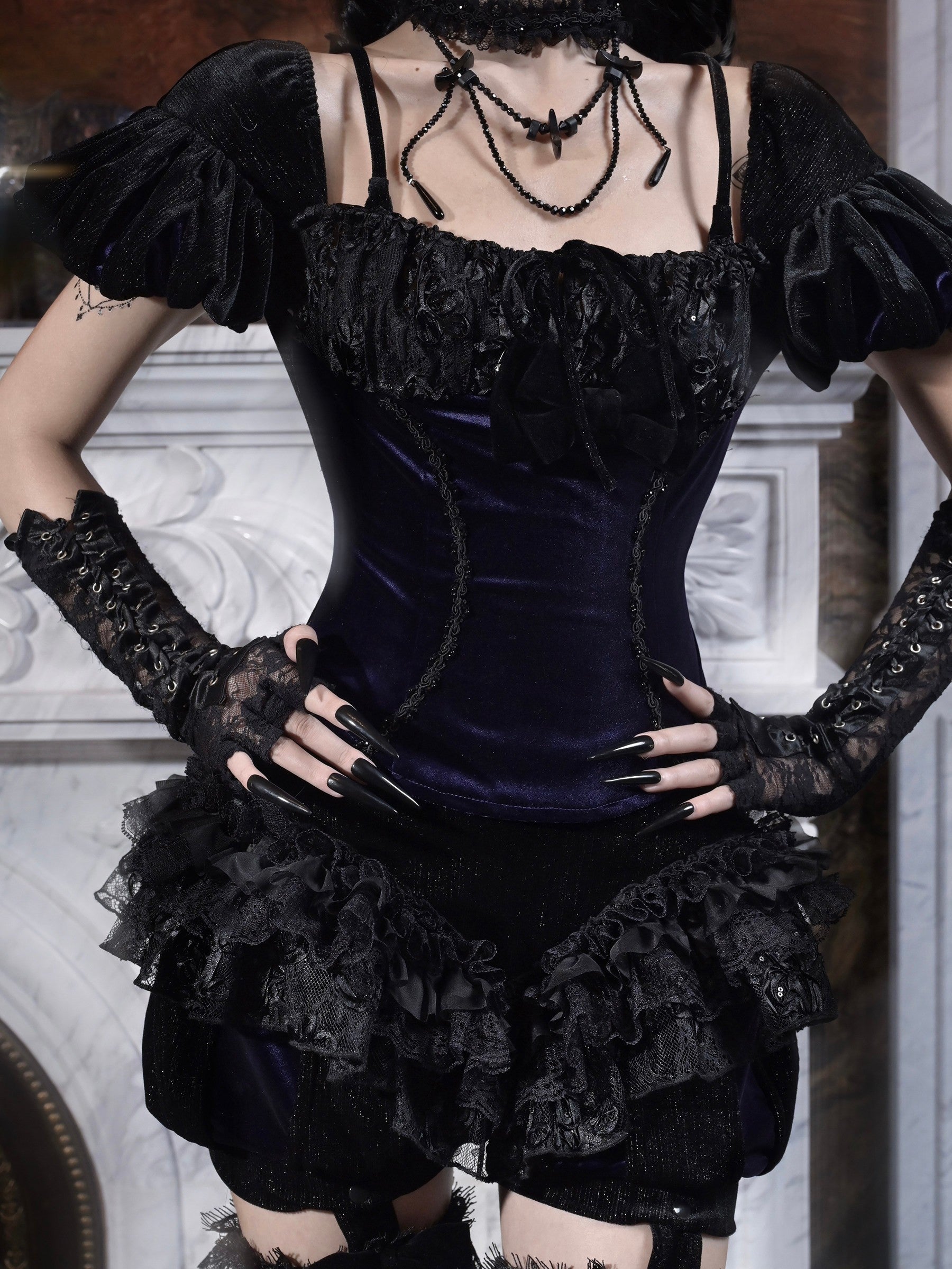 Mourning Day Gothic Top & Shorts Set