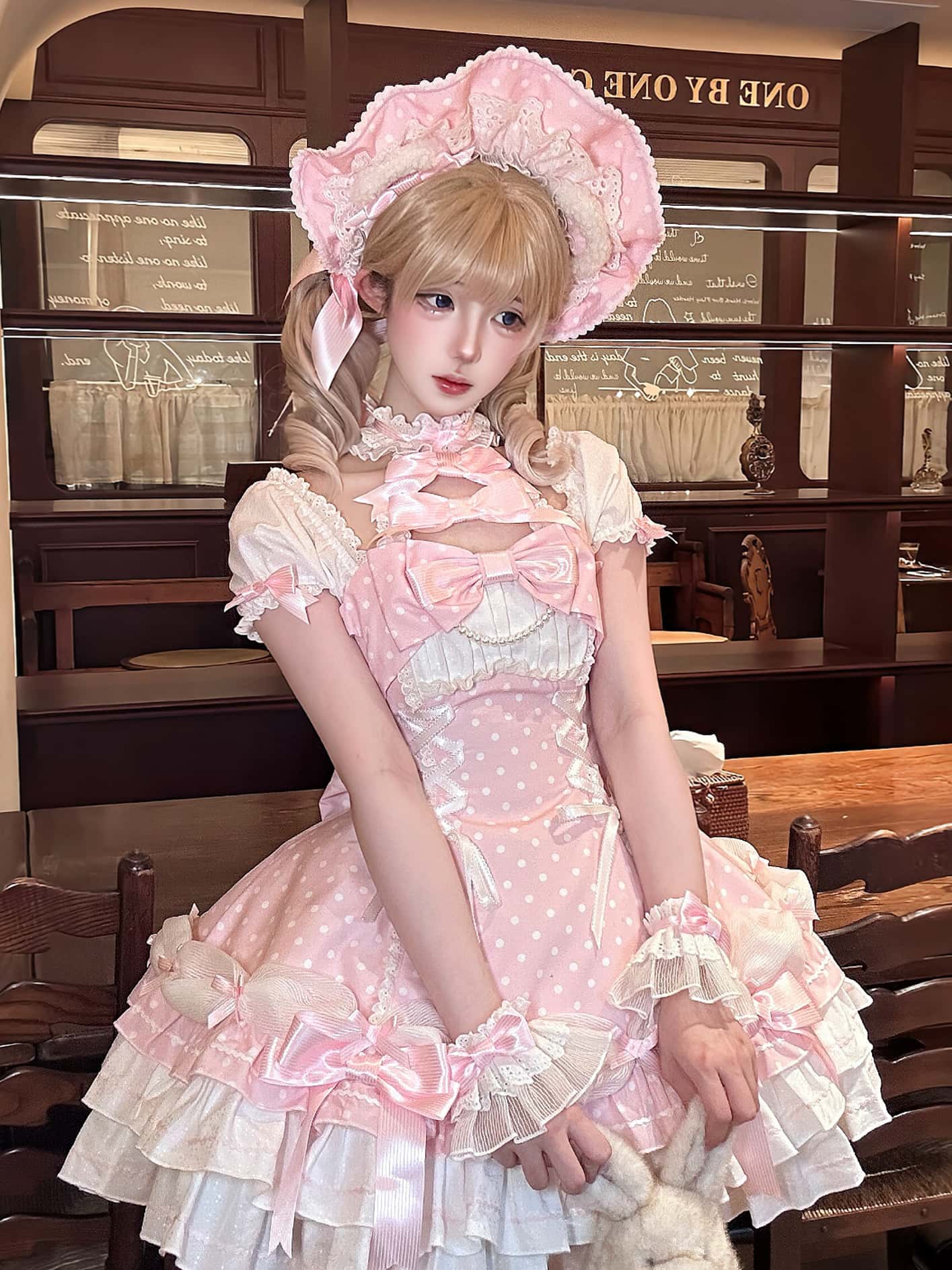 Vintage Polka Dot Lolita Halter Pink OP Dress