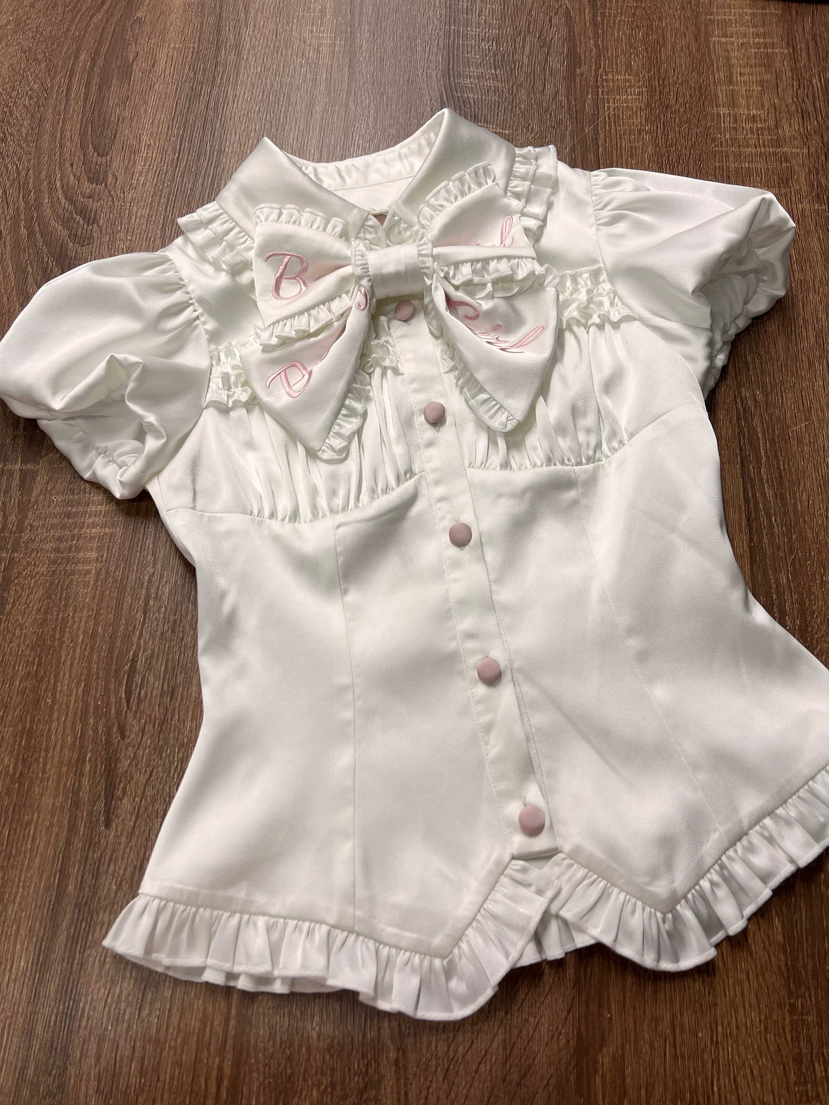 Heartbeat Cheer Pink White Idol Lolita Shirt Bustier Skirt Set
