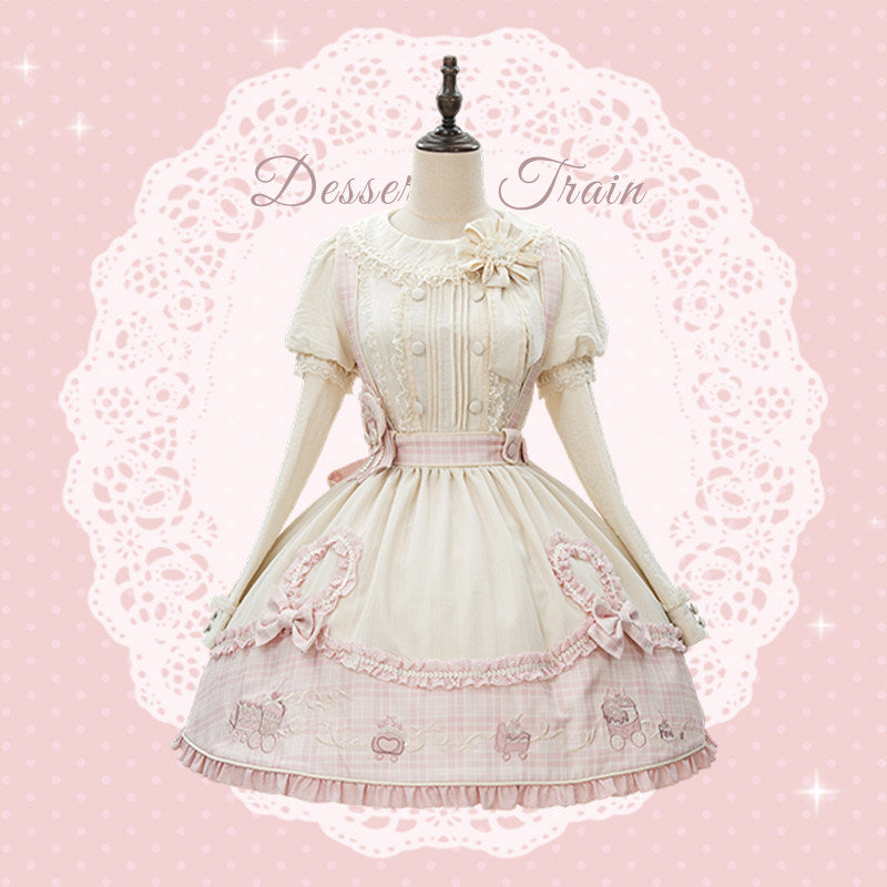 Dessert Train Sweet Lolita Inner Top & SK Jumper Skirt Set
