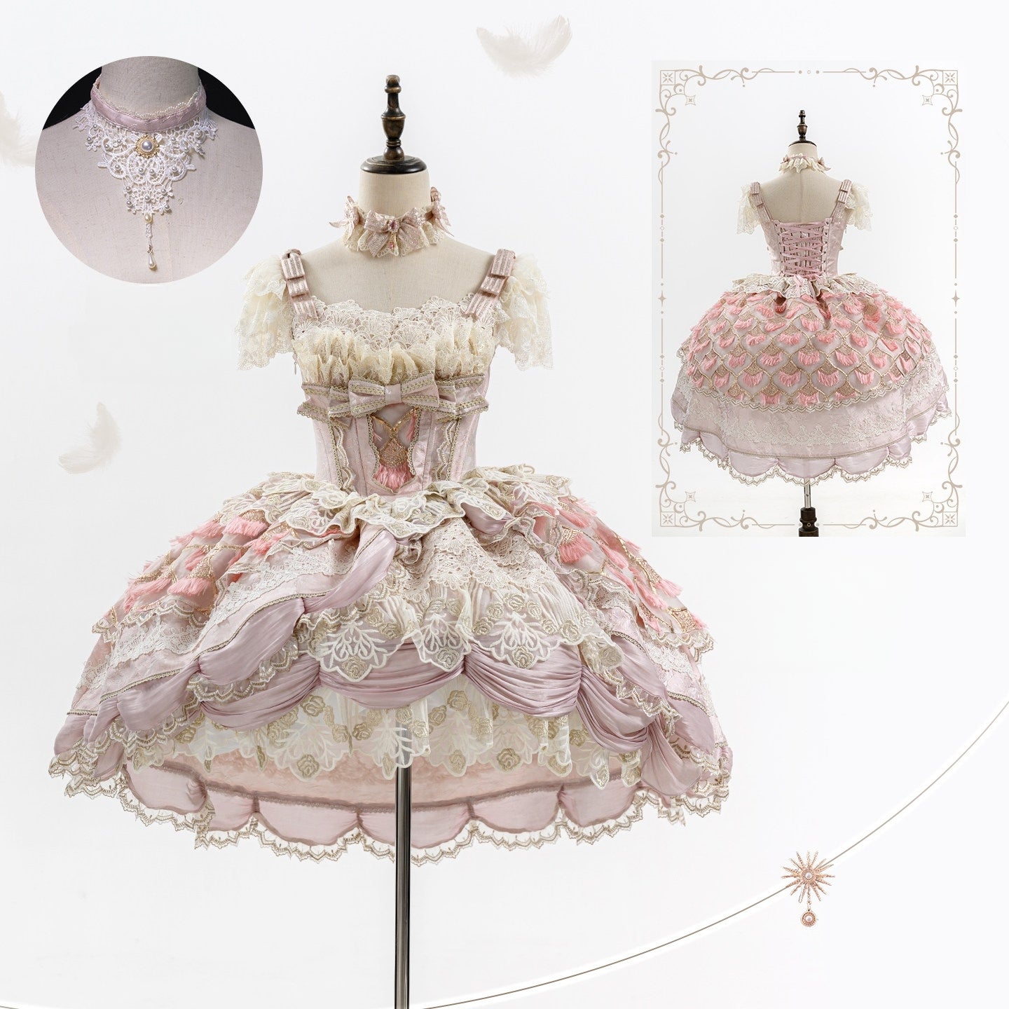 Peacock Feather SP Bridal Lolita Pink JSK Dress