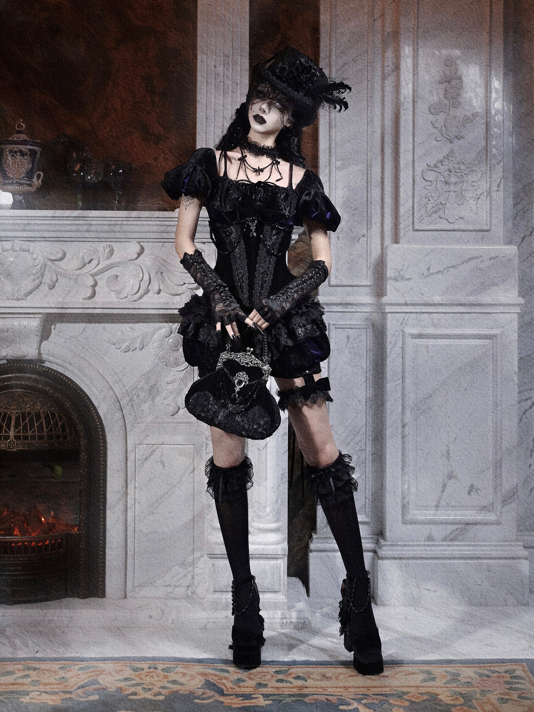 Mourning Day Gothic Top & Shorts Set