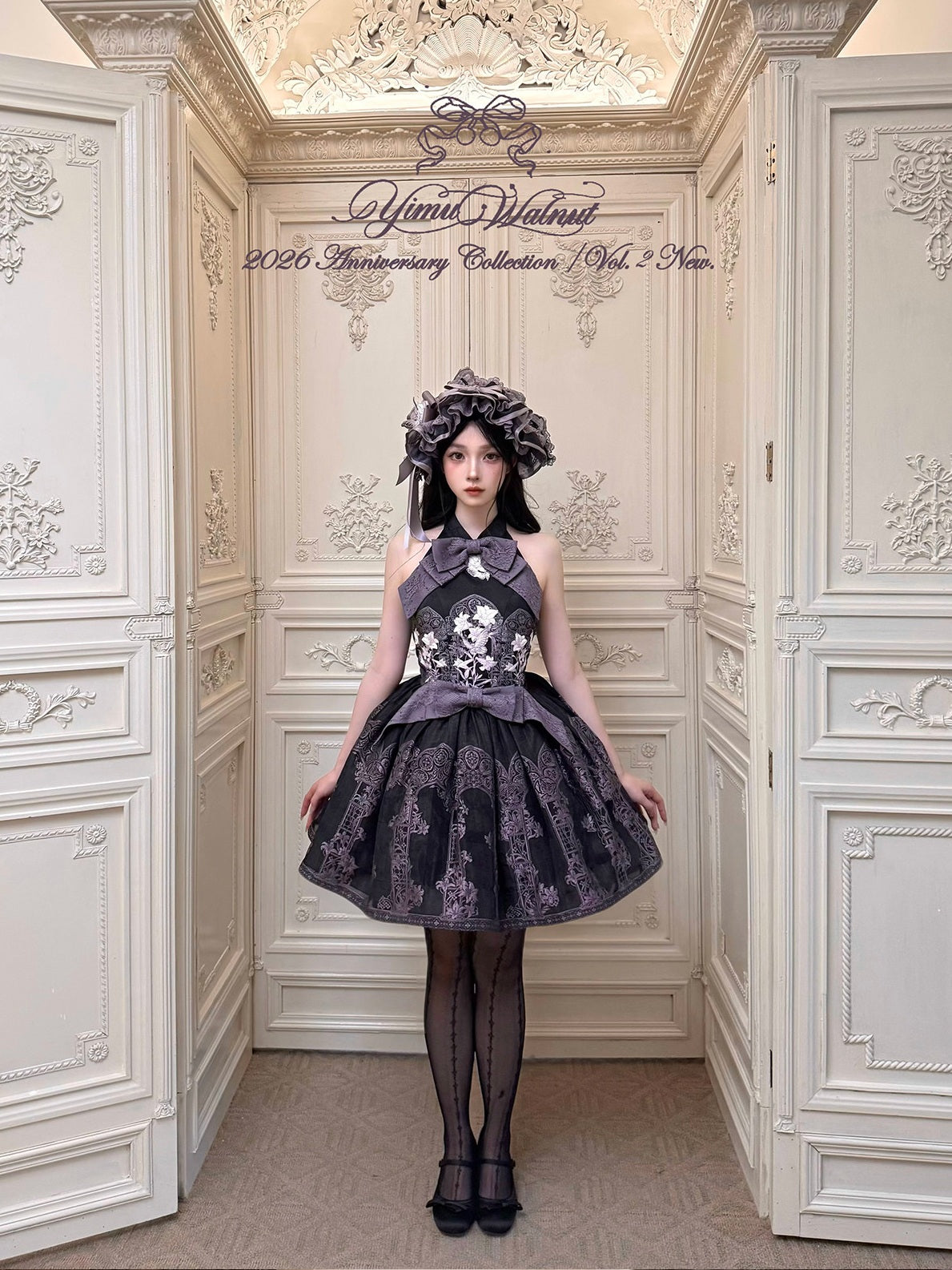 Stained‑Glass Reverie Japanese‑Style Classic Lolita Black JSK Dress Set