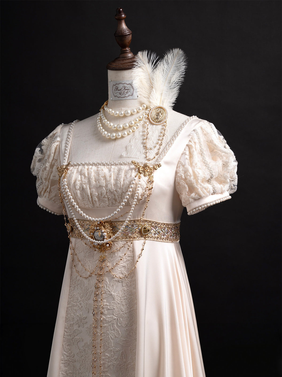 Austen Angel Wings Lolita Embossed Lace Satin Empire Dress