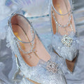 Silver Pearl Chain High Heel Pumps LSS1003