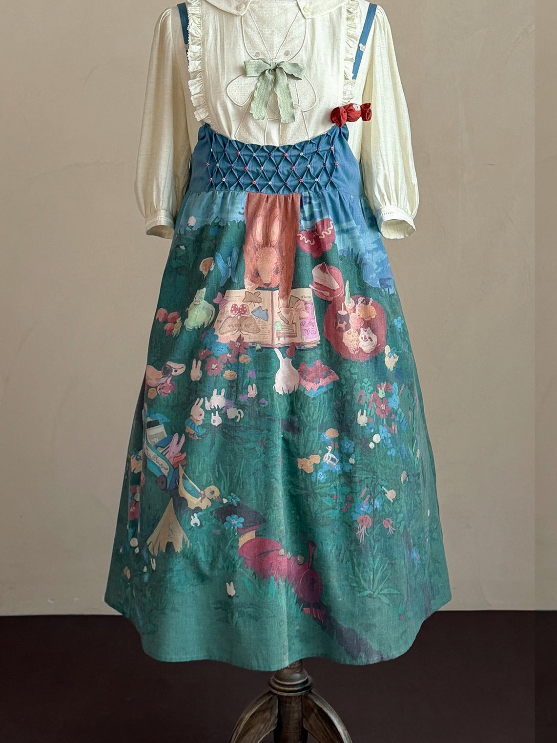 Picnic Lolita Print Vest Blouse, SK & JSK Daily Wear Outfit Set
