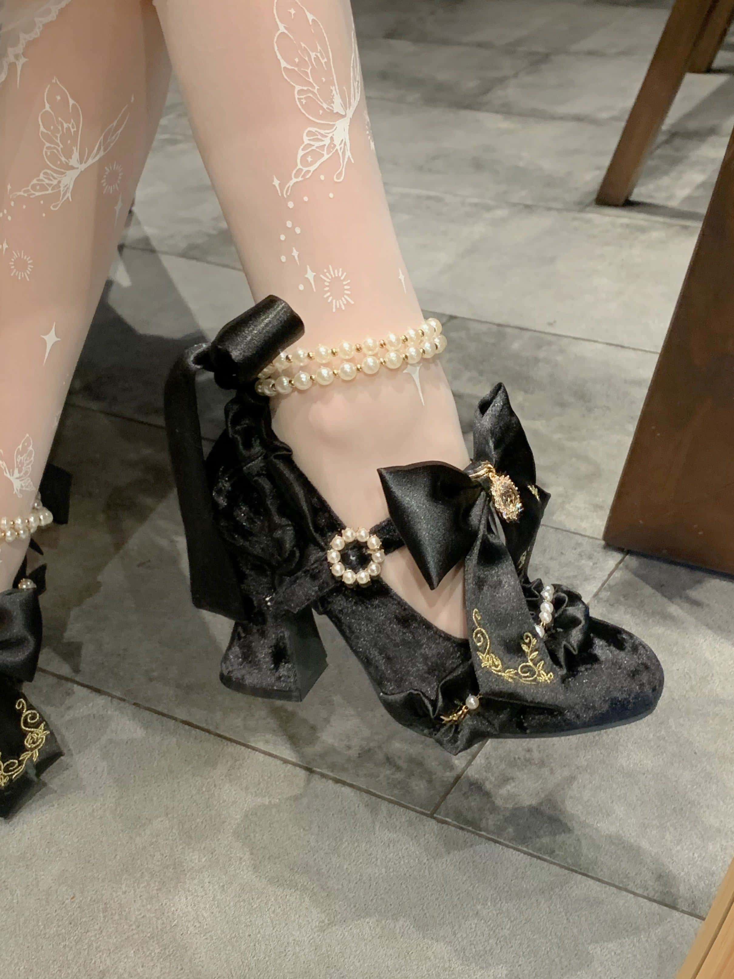 Ribbon Hymn 1.0 Lolita Vintage Heavy Craft Bridal Heels