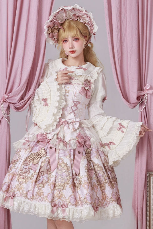 Sweet Ode Bear Lolita Printed Pink JSK