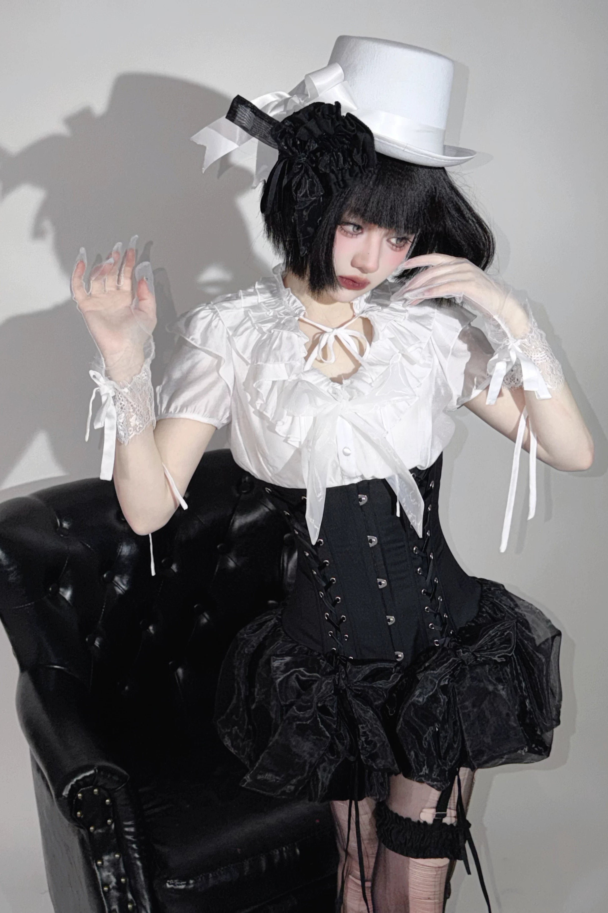 WONKA Gothic Lolita Black Top & Shorts Set