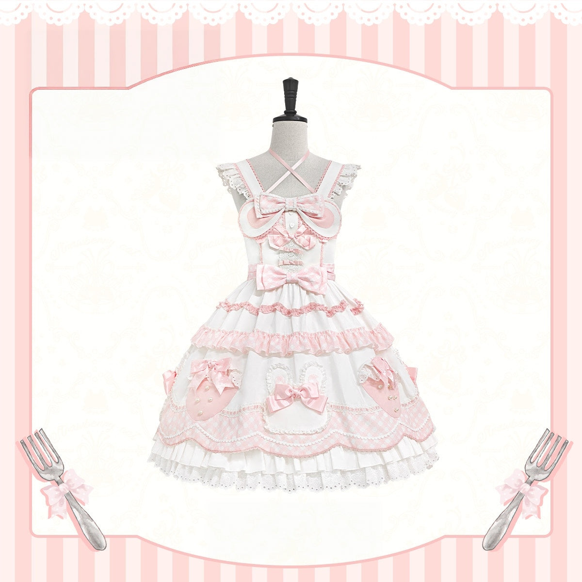 Starry‑Fallen Strawberry Rabbit Original Lolita Cute JSK Dress