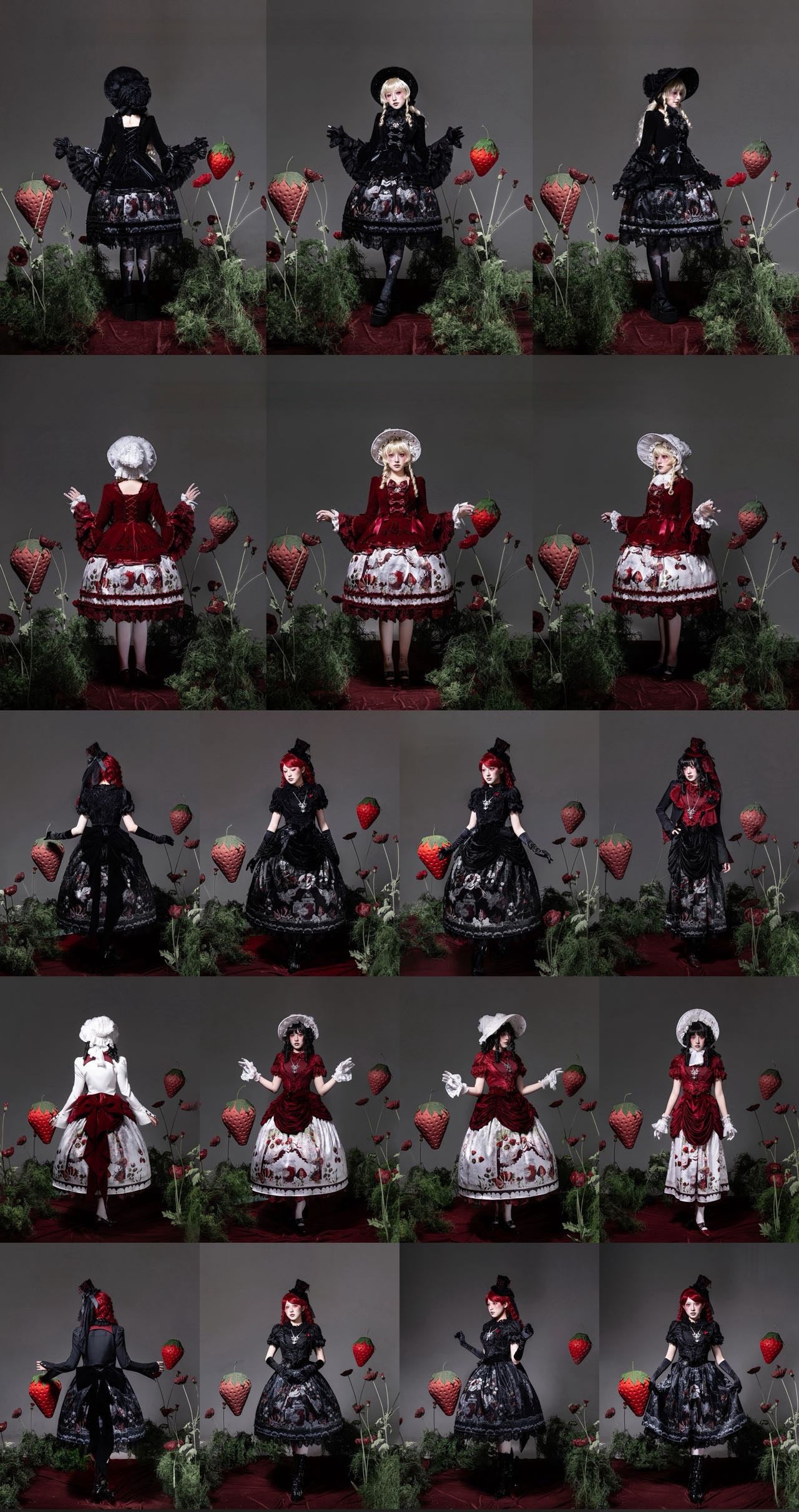 Hunting Strawberry Velvet Gothic Sweet Lolita Dress SK & Jacket Set