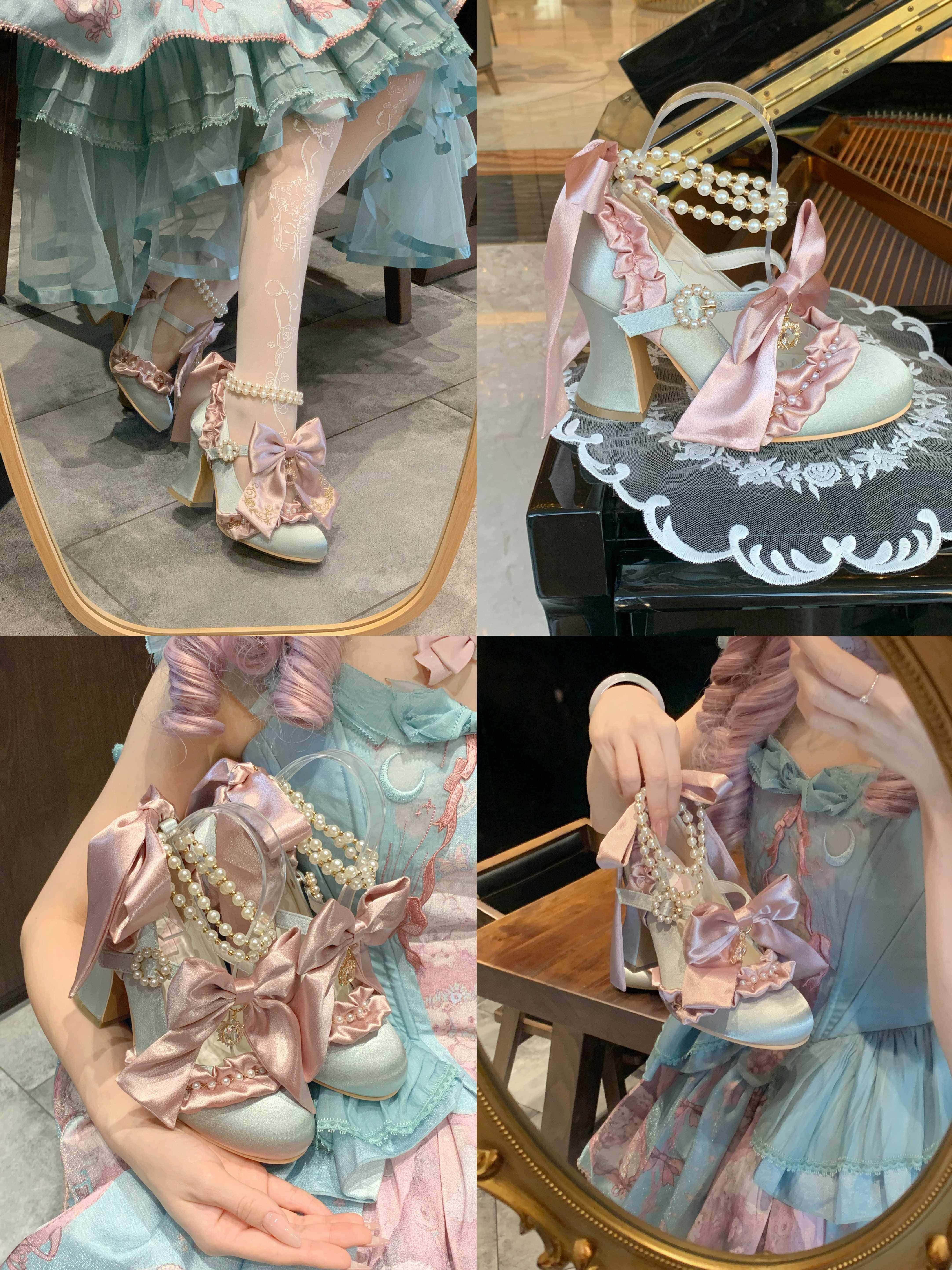 Ribbon Hymn 1.0 Lolita Vintage Heavy Craft Bridal Heels