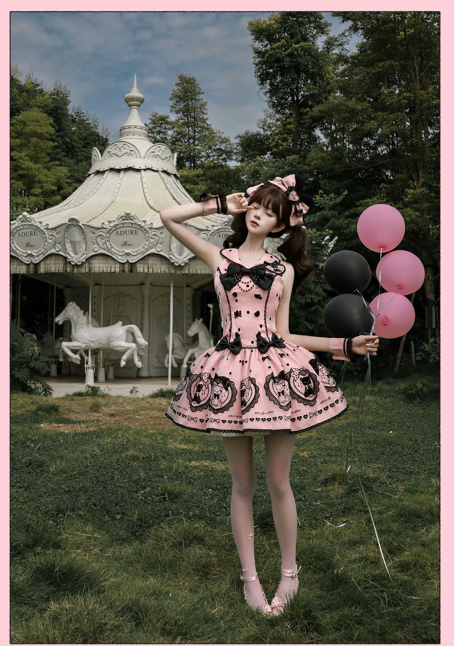 Black Sugar Bear Lolita Pink Dress