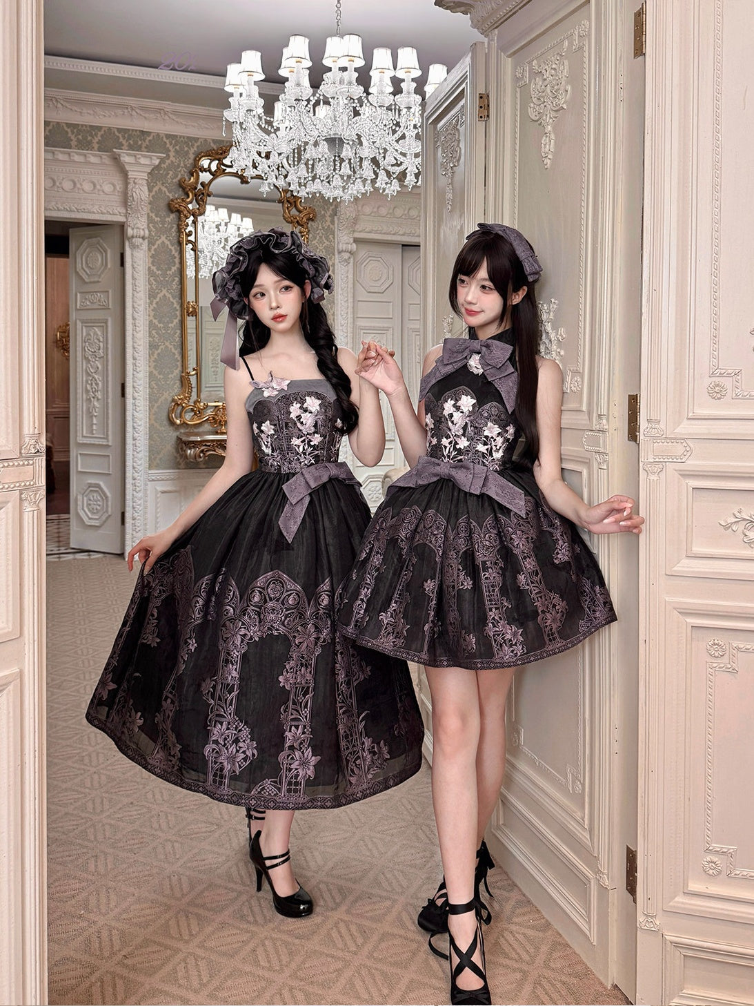 Stained‑Glass Reverie Japanese‑Style Classic Lolita Black JSK Dress Set