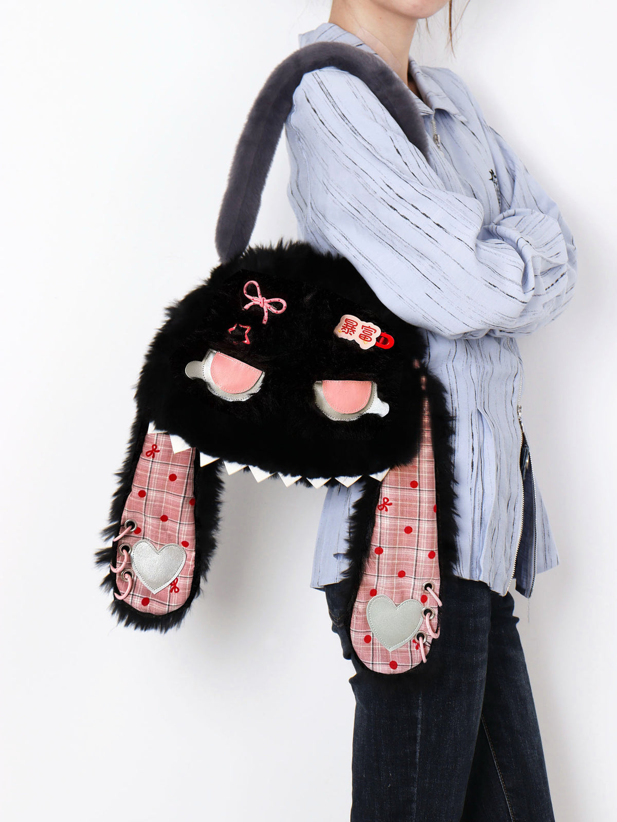 Magnetic Bunny Ear Plush Lolita Shoulder Bag with Chain
