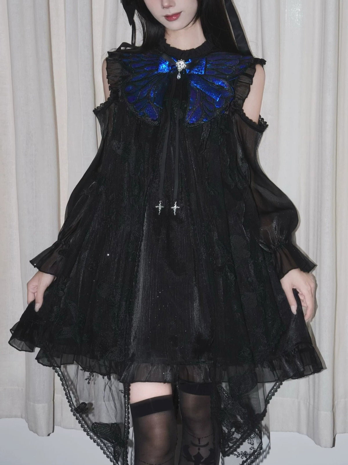 Blue Morpho Butterfly Dark Gothic Original Lolita OP Dress