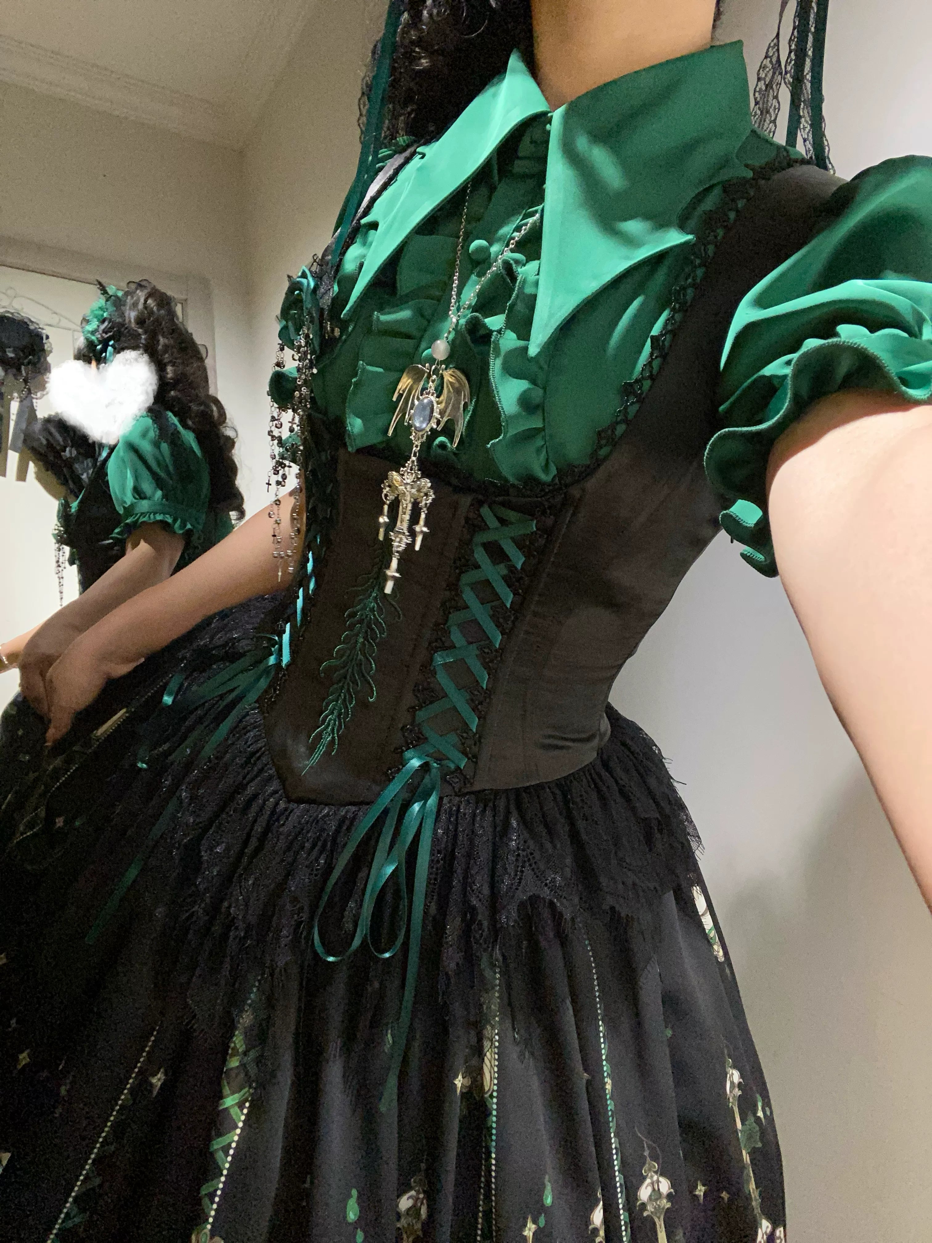 Blood Laboratory Green Skull Potion Print Gothic Lolita Long JSK