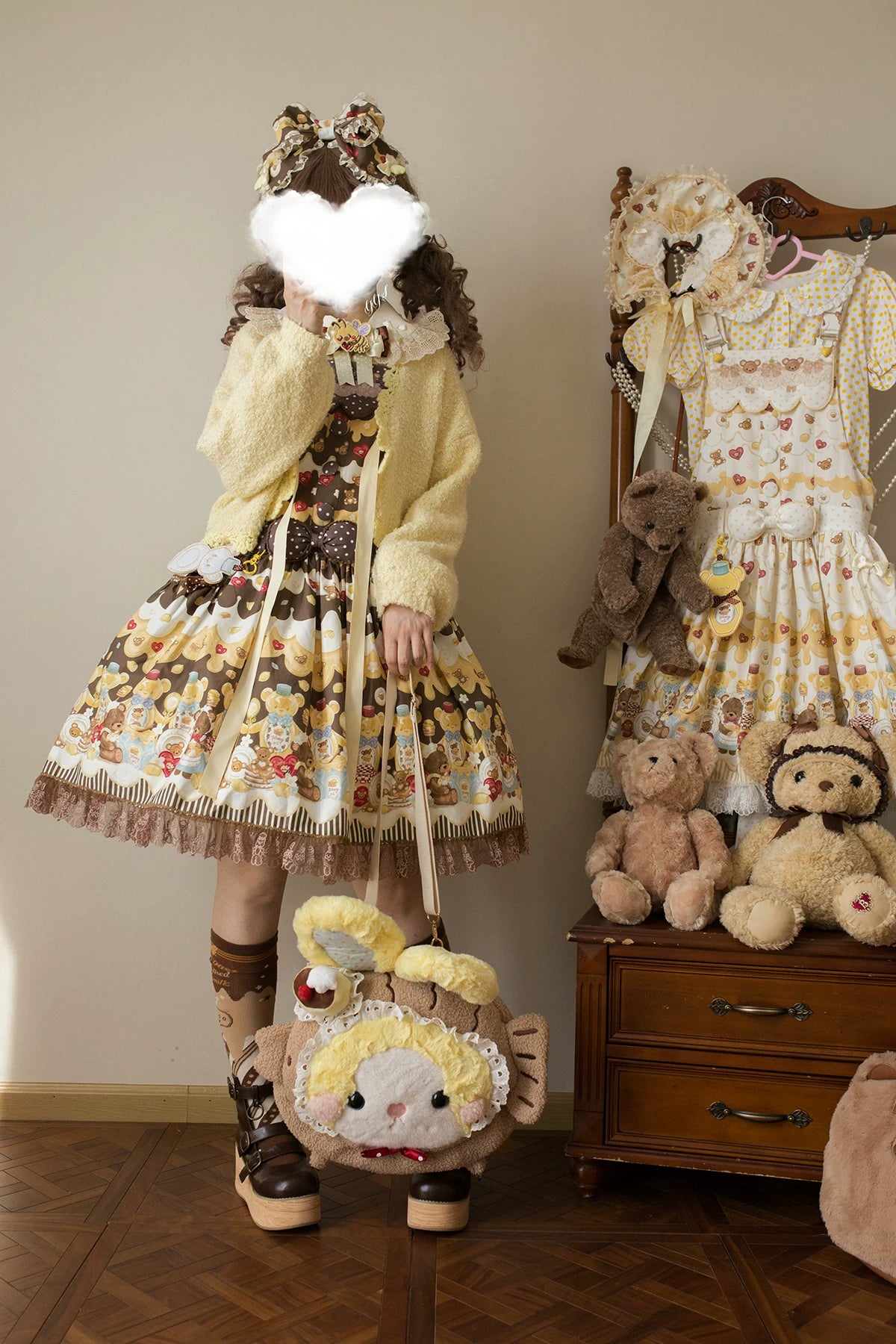 Honey Bear Lolita Strap Skirt & JSK & Accessories Set